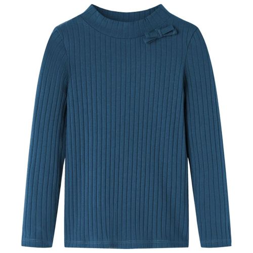T-Shirt Enfants À Manches Longues Tricot Côtelé Bleu Marine 104