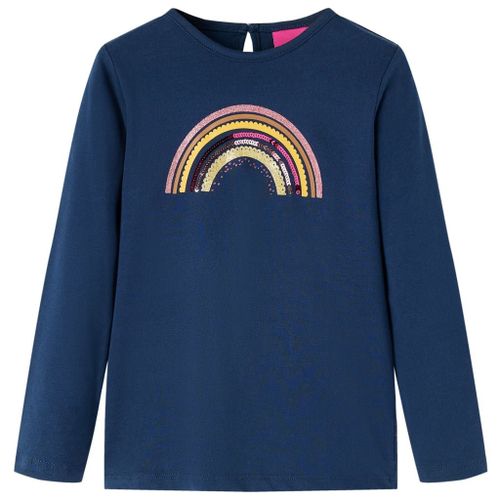 T-Shirt Enfants À Manches Longues Imprimé Arc-En-Ciel Bleu Marine 140