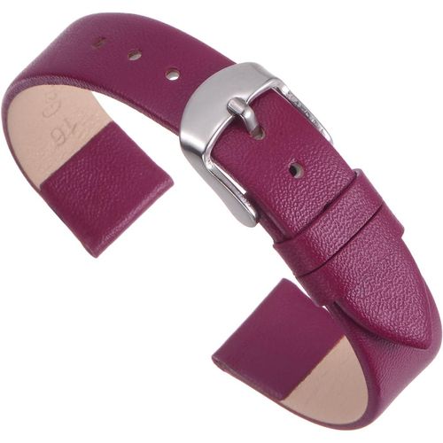 Kal-Bracelet De Montre Bande Authentique Cuir 20mm Largeur, Lisse Plat Cuir Montre Courroie Pour Hommes Et Femmes, Violet