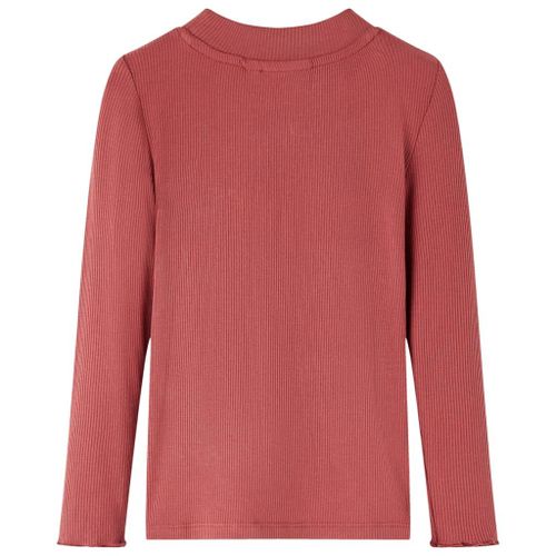 T-Shirt Enfants Manches Longues Faux Col Roulé Rouge Brûlé 140