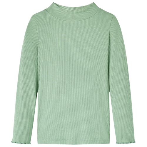 T-Shirt Enfants Manches Longues Faux Col Roulé Menthe Foncée 116