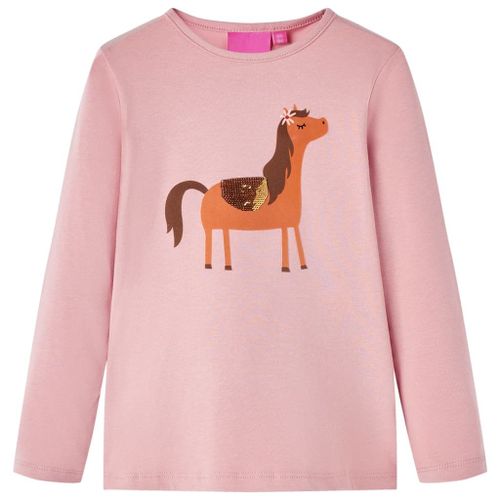 T-Shirt Enfants À Manches Longues Imprimé Poney Rose Clair 128