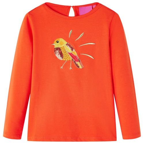 T-Shirt Enfants À Manches Longues Motif Oiseau Orange Foncé 104