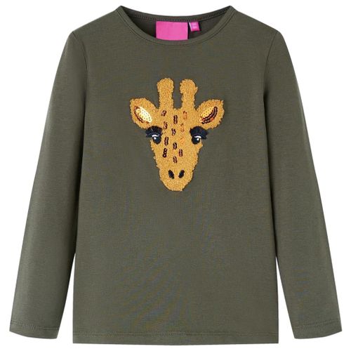 T-Shirt Enfants À Manches Longues Motif Girafe Kaki 116