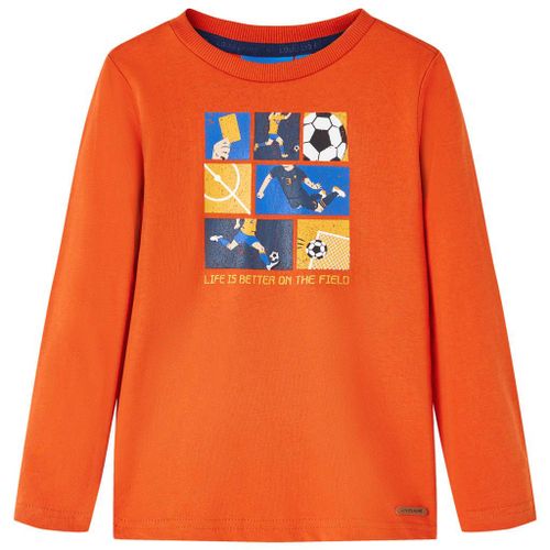 T-Shirt Enfants À Manches Longues Imprimé Match De Football Orange 116