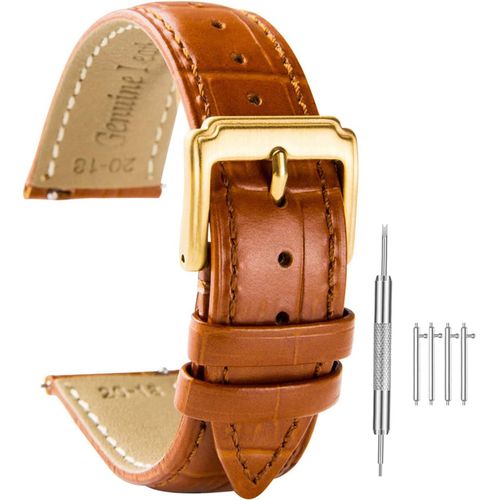 Kal-Bracelet De Montre En Cuir À Fermeture Rapide Pour Homme Et Femme - 18 Mm, 20 Mm, 22 Mm - Bracelet De Montre Universel En Cuir
