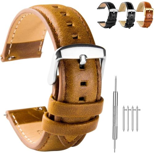 Kal-Bracelet De Montre En Cuir À Fermeture Rapide Pour Homme Et Femme - 18 Mm, 20 Mm, 22 Mm - Bracelet De Montre Universel En Cuir