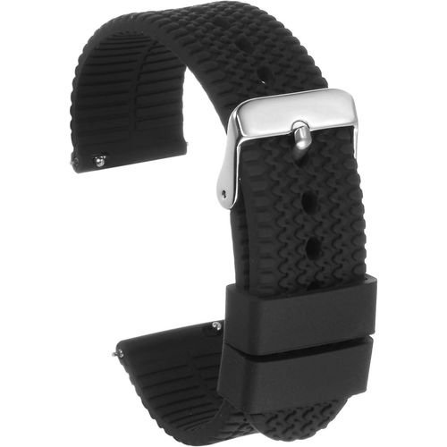 Kal-Bracelet De Montre En Silicone De 24 Mm De Largeur Avec Boucle En Acier Inoxydable Plaqué, Libération Rapide, Bracelet En Caoutchouc Souple Pour Hommes Et Femmes, Noir