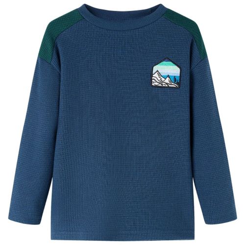 Sweatshirt Gaufré Pour Enfants Imprimé Paysage Bleu Marine 116
