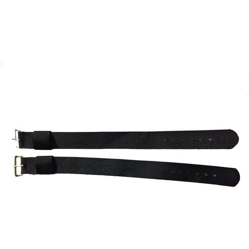 Kal-Bracelet De Montre Nylon Noir Type Nato Militaire 18mm Pour Homme New Old Stock 1960 - Bande Vintage Original - Strap D'horlogerie Antique (2 Boucles, 1 Doré 1 Argent)
