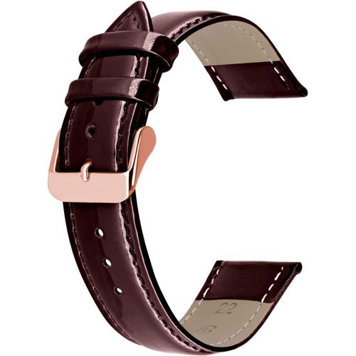 Kal-Bracelet De Montre En Cuir Véritable Brillant Pour Hommes Femmes Noir Bleu Rouge Avec Boucle Argent Or Rose 12mm 14mm 16mm 18mm 20mm 22mm