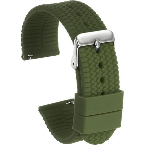 Kal-Bracelet De Montre En Silicone De 24 Mm De Largeur Avec Boucle En Acier Inoxydable Plaqué, Libération Rapide, Bracelet En Caoutchouc Souple Pour Hommes Et Femmes, Vert