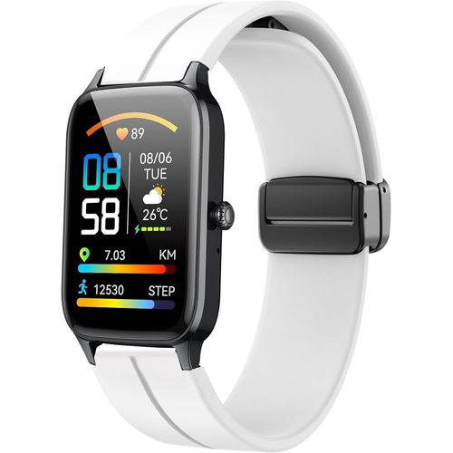 Kal-Bracelet En Silicone À Fermeture Magnétique De 18 Mm Spécialement Compatible Avec La Montre Connectée Soudorv P97/Dyurwa P97. Doux, Robuste Et Facile À Utiliser