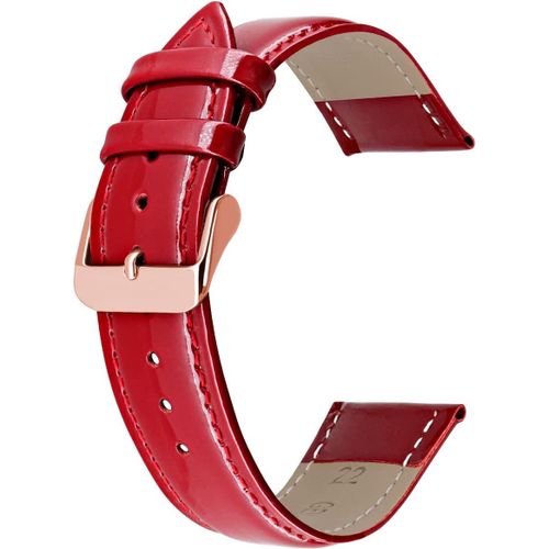Kal-Bracelet De Montre En Cuir Véritable Brillant Pour Hommes Femmes Noir Bleu Rouge Avec Boucle Argent Or Rose 12mm 14mm 16mm 18mm 20mm 22mm