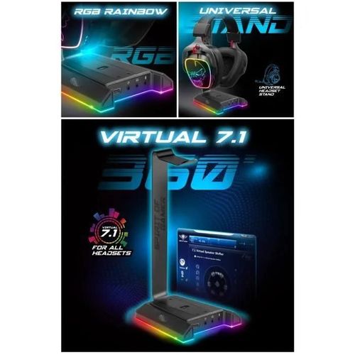 Support Casque - Sentinel - 7.1 - 4 Ports Usb - Rgb - Noir