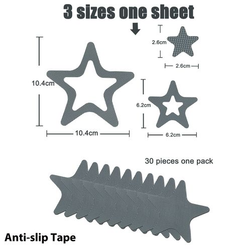 30 pièces PEVA salle de douche escalier sol chaussure semelle bande antidérapante,sécurité arrêt complet coussin coulissant salle de bain baignoire autocollants antidérapants - Type AS821-Star