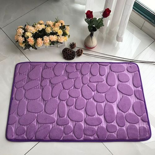 Tapis De Bain En Relief Pavé,Antidérapant,Pour Lavabo,Baignoire,Sol Latéral,Salle De Douche,Paillasson En Mousse À Mémoire De Forme - Type Purple