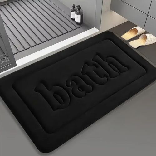 Tapis Absorbant En Flanelle Gaufrée Pour Salle De Bain,Salle De Douche,Tapis De Sol Antidérapant,Éponge Épaisse,Tapis De Pied De Toilette,Tapis De Porte De Chambre À Couche - Type Black-400mmx600mm