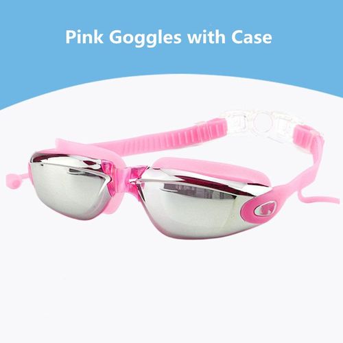 Lunettes De Natation Pour Hommes Et Femmes,Anti-Buée,Protection Uv,Étanche,En Silicone,Réglables,Pour Piscine,Pour Adultes,Plongée - Type Pink With Case