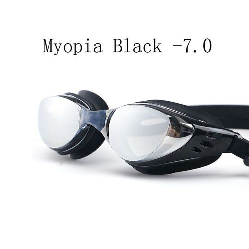 Lunettes De Natation Anti-Buée Imperméables Pour Myopie,Lunettes De Plongée Dioptriques En Silicone,Adultes Et Enfants,Contrevenants - Type Black -7.0