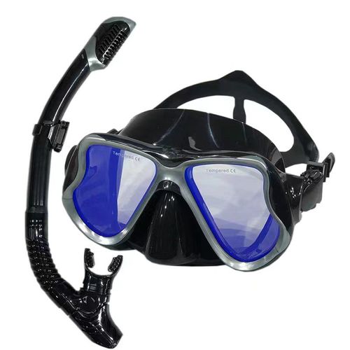 Lunettes De Natation Professionnelles En Silicone Souple,Imperméables,Anti-Buée,Plaquées,Tube Respiratoire Entièrement Sec,De Plongée - Type Blue Mirror Black