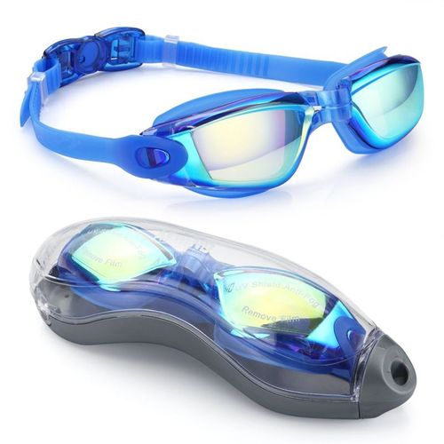 Lunettes De Natation Pour Hommes Et Femmes,Anti-Buée,Protection Uv,Étanche,En Silicone,Réglables,Pour Piscine,Pour Adultes,Plongée - Type Blue Dazzling