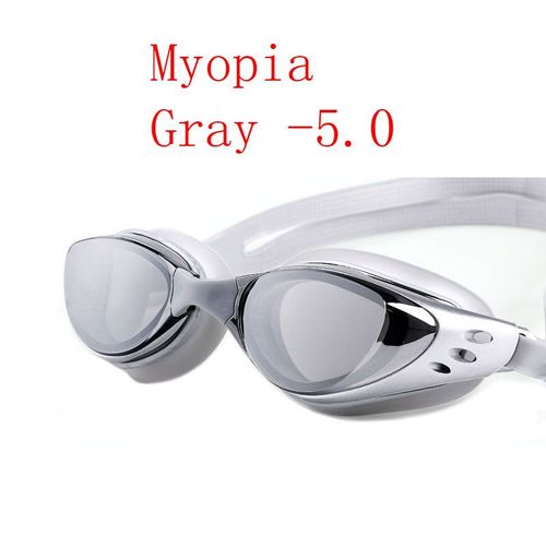 Galvanoplastie Myopie Lunettes De Natation Hommes Femmes Anti-Buée Arenablack Frêne Étanche Plat Lunettes De Plongée Lunettes - Type Grey -5-Without Box