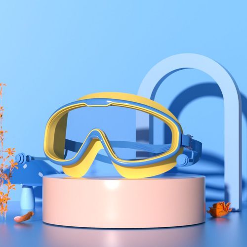 Lunettes De Natation Hd À Grand Cadre,Étanches,Anti-Buée,Avec Bouchons D'oreille,Pour Garçons Et Filles,Pour La Plage Et La Piscine,Pour Adultes Et Enfants - Type Blue Yellow For Kids