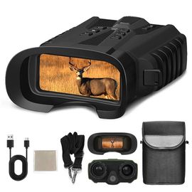 Jumelles Vision Nocturne 500m – Couleur Jour/Nuit, Zoom 4x Optique + 8x Numérique, 2.5K UHD, Écran 3”, Batterie 5200mAh Rechargeable – Observation, Chasse, Camping NOIR