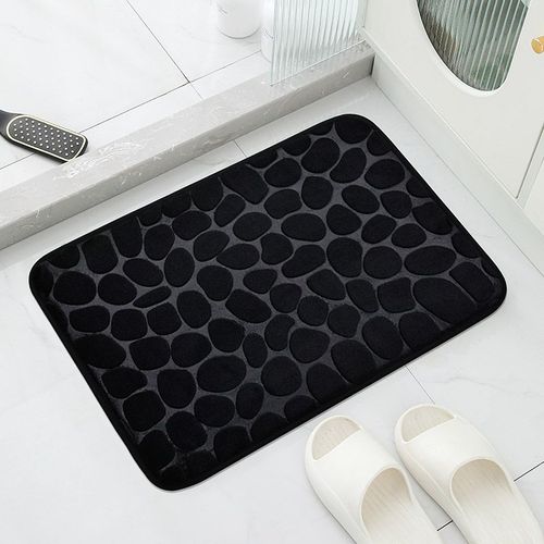 Tapis De Bain En Relief Pavé,Antidérapant,Pour Lavabo,Baignoire,Sol Latéral,Salle De Douche,Paillasson En Mousse À Mémoire De Forme - Type Black-500mmx800mm
