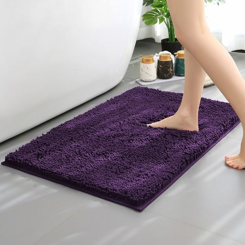 Tapis De Bain,Tapis Chenille À Cheveux Longs,Tapis De Sol De Baignoire De Salle De Bain,Entrée De Salon De Pièce,Coussinet De Pied Absorbant De Salle De Bain - Type Purple-Tpr-500mmx800mm #A