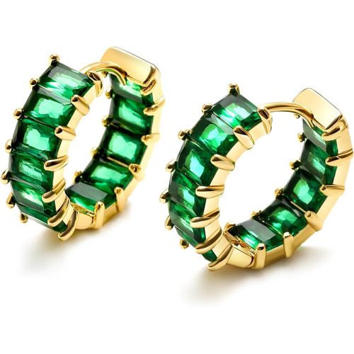 Boucles D'oreilles Créoles En Zircon Cubique Pour Femme, Boucles D'oreilles Cercle Multcolors Plaqué Or 18k Bijoux De Fête D'anniversaire