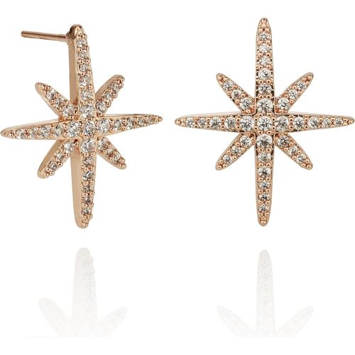 Namana Boucles D'oreilles Etoiles Polaires Pavés De Zircons. Grandes Boucles D'oreilles Femme En Etoile Serties De Pierres. Boucles D'oreilles Femme Livrées Avec Écrin Cadeau
