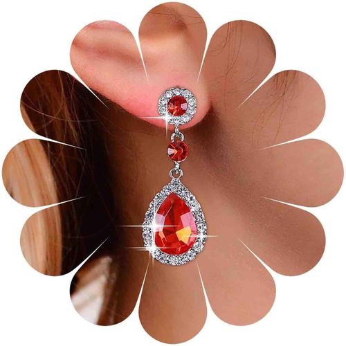 Boucles D'oreilles Rubis Vintage Boucles D'oreilles Rubis Teardrop Boucles D'oreilles Pendantes Pierres Rouges Boucles D'oreilles Rubis Cristal Boucles D'oreilles Pierres Rubis Bijoux Pour