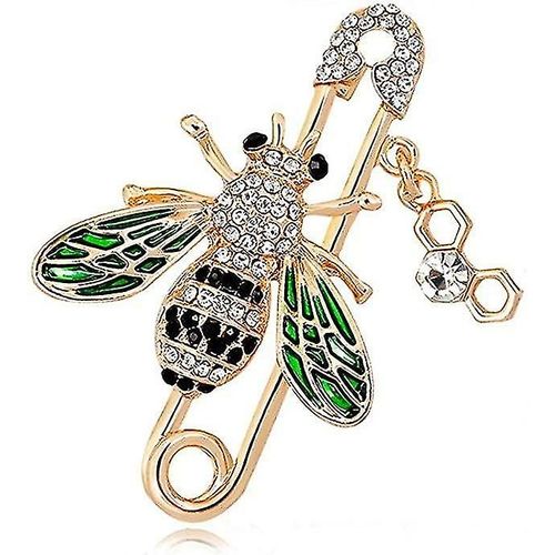 Broche Pour Femme En Émail Cristal Abeilles Grande Épingle De Sûreté