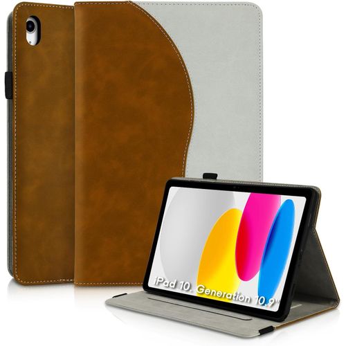 Coque Pour Ipad 11ème Génération 11 Pouces 2025 (A16), Ipad 10ème Génération 10.9 Pouces 2022 Housse De Protection Étui En Cuir Pu À Rabat Avec Support Fonction Marron