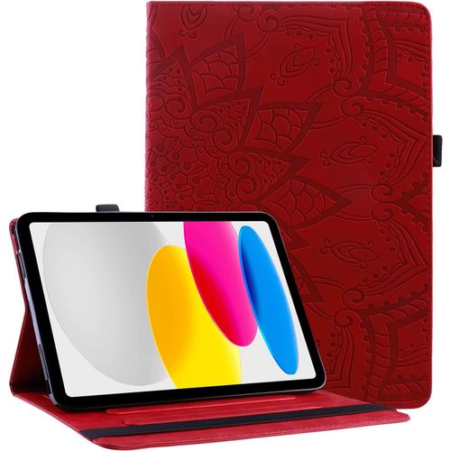 Coque Pour Ipad 11ème Génération 11 Pouces 2025 (A16), Ipad 10ème Génération 10.9 Pouces 2022 Pu Cuir Cover Tablette Housse De Protection Porte-Crayons Portefeuille Tablet Étui Rouge