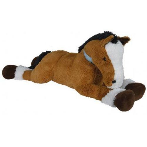 Cheval Couche Géant Brun 110cm - Peluche Géante : Cheval 1 Mètre 10 - Set Doudou Enfant Xl + 1 Carte Tigre