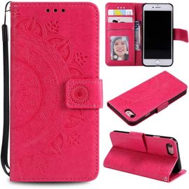 Housse Téléphone Portable Pour Apple Iphone 7/8/Se [2020/2022] - Étui Housse Avec Compartiment Pour Carte Iphone Se [2020/2022] Cover - Protection À Rabat Motif Mandala Rose