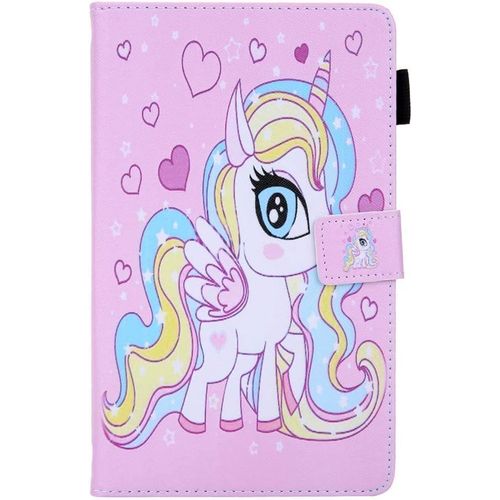 Protection Coque En Cuir Simili Portefeuille Etui A Rabat Pour Tablette Samsung Tab A 8.0 2019 T290/T295 Animaux Fille Licorne Design Antichoc Housse Protecteur Avec Carte De Crédit Fentes
