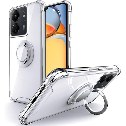 Coque Pour Redmi 13c, Coque Avec Support À Anneau Rotatif À 360 Degrés, Housse Mince En Tpu Souple Antichoc Pour Xiaomi Redmi 13c - Transparente