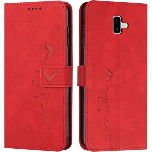 Coque Pour Samsung Galaxy J6 Plus 2018, Étui Housse En Cuir Pu Samsung J6 Plus 2018, Magnetique Flip [Pochette De Portefeuille], Etui De Protection Pour Samsung Galaxy J6 Plus 2018 (#Rouge)