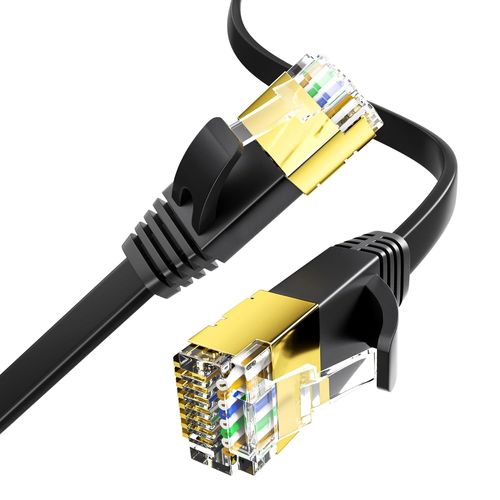 Cable Ethernet 5m Cat 7, Cable RJ45 5m Plat Câble Réseau Haut Débit Fibre 10Gbps 600Mhz, Gigabit Haute Vitesse Blindé Cable Internet 5 mètres Câble LAN pour Routeur, Switch, Modem