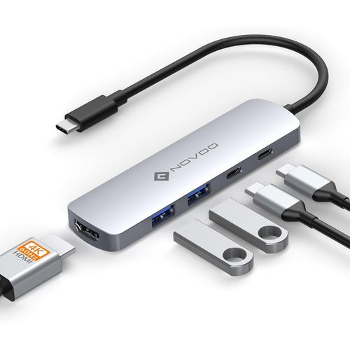 Hub USB C 5 en 1 Adaptateur USB C vers HDMI 4K 60Hz, USB 3.0 x 2, Type C PD 100W Recharge, USB C x 1, USB C Dock pour Macbook Air Pro