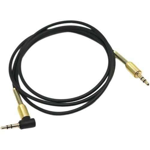 Câble Audio Jack 3.5mm Mâle vers Mâle Câble Auxiliaire 90 Degrés Angle Droit 1m Noir - Noir