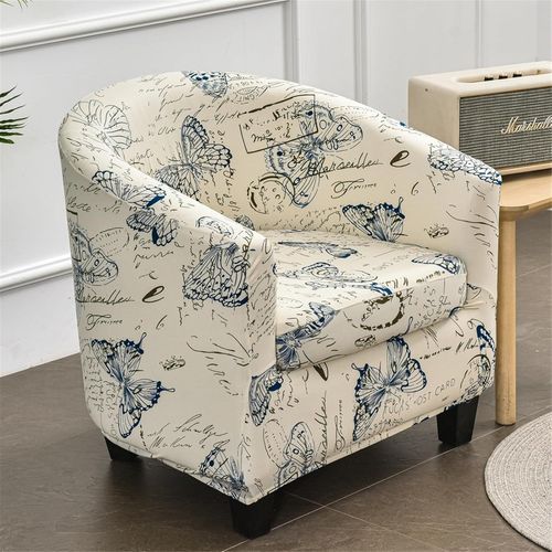 2 Pièces Housse De Fauteuil Cabriolet Chesterfield, Extensible Couverture De Fauteuil Housse De Canapé Classique Antidérapant Revêtement De Chaise Protecteur De Fauteuil (Papillon Bleu)