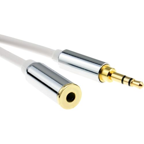 Pro Métal Blanc 3,5 mm Stéréo Jack Casque d'extension Rallonge câble 0,5 m 50 cm [0.5 mètre/0,5m]
