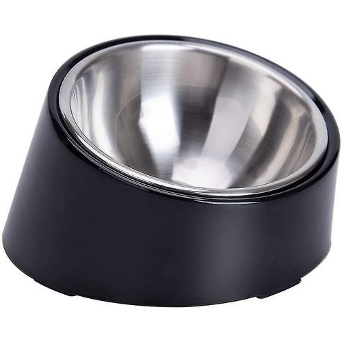 Noir - Bol pour chat et chien, bol inclinable en mélamine antidérapant avec bol amovible robuste en acier inoxydable (pe