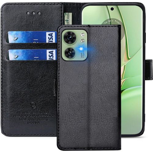 Coque Pour Motorola Edge 40, Étuis À Rabat Motorola Edge 40,Premium Pu Etui Housse En Cuir Portefeuille De Protection Magnétique Pour Motorola Edge 40,Noir
