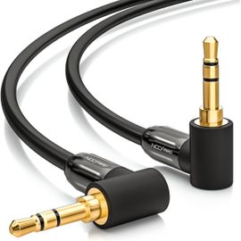1,5m Câble Audio Jack AUX 3,5 mm Câble Audio Stéréo et Connecteurs Coudés à 90° pour PC Smartphone Tablettes Voiture Chaîne Hifi - Noir